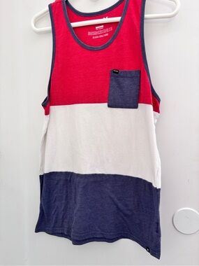 Hurley Summer 4th of July Red, White & Navy Colorblock Tank with Pocket Small